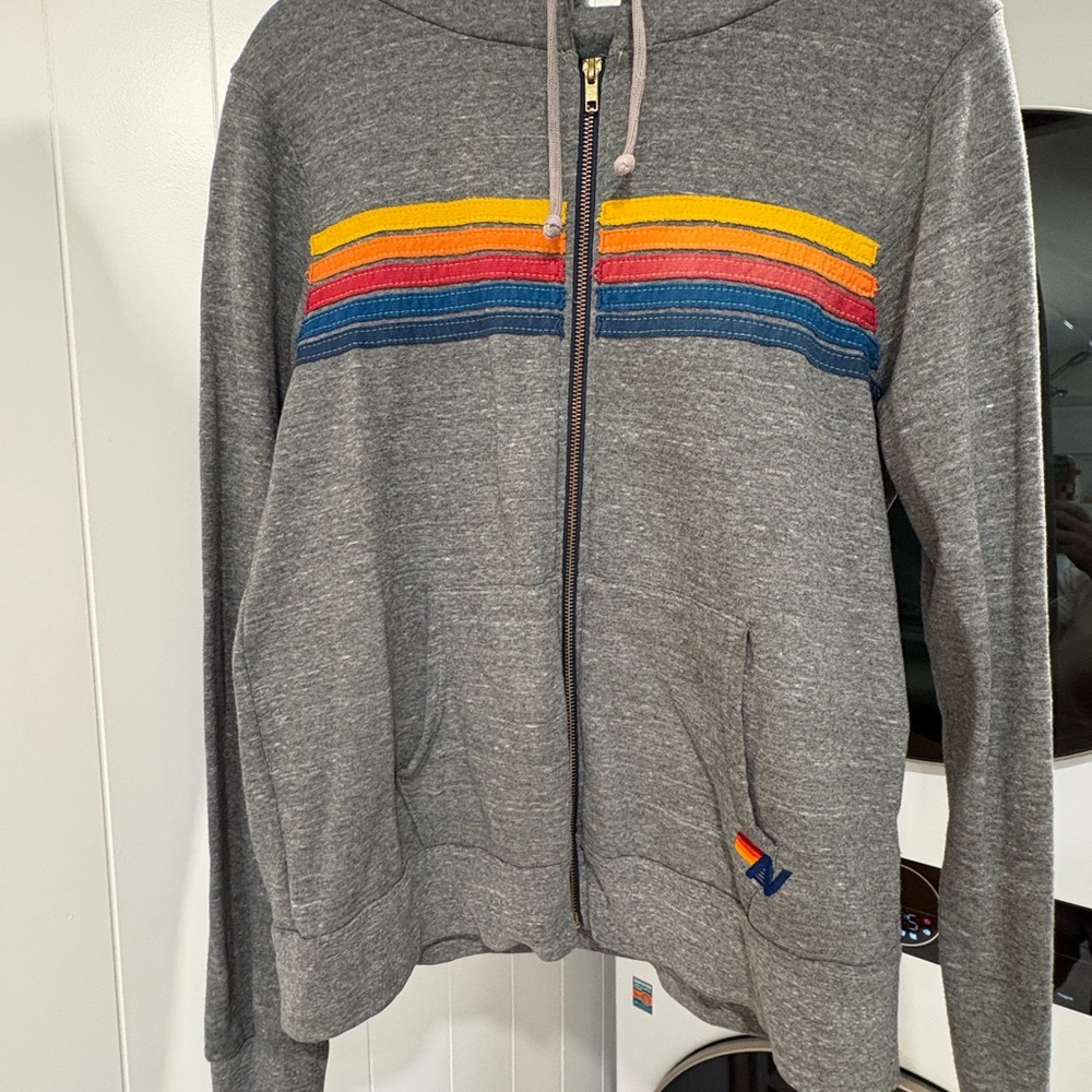 Aviator Nation Gray Hoodie with Colorful Accents